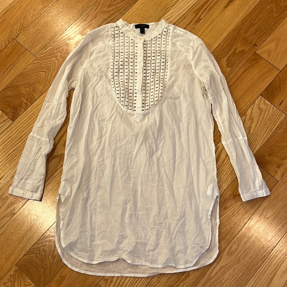 J. Crew embroiled lace yoke gauze tunic